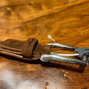 $495 Ermenegildo Zegna Couture XXX Triple Stitch Suede Belt - new, unused
